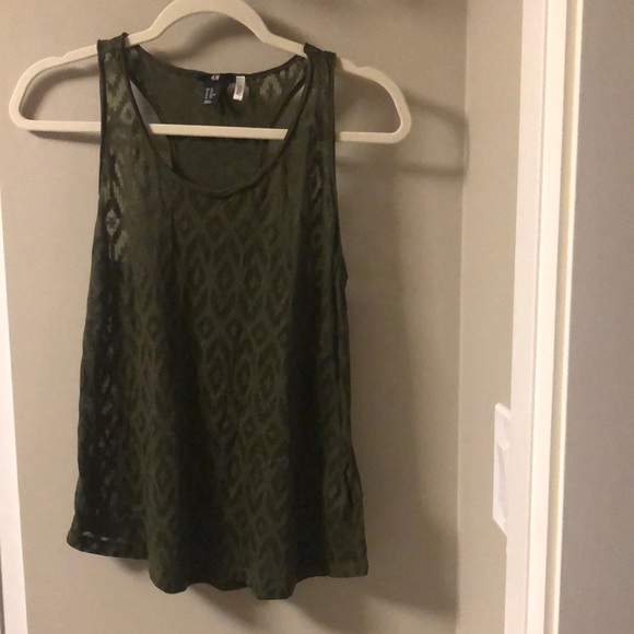 H&M Sheer Green Racerback Tank Top - Picture 1 of 7